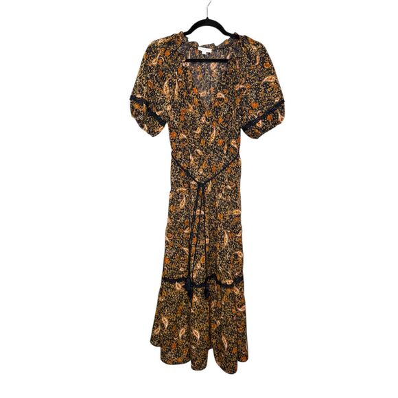 SOLD🚫 Anthropologie By the River Women’s Small Floral Puff Sleeve Midi Dress - Picture 5 of 13